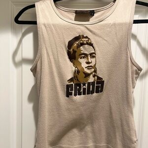 Frida Graphic Tank Top in Beige - Women's Sleeveless Tee